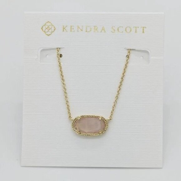 Kendra Scott Jewelry - Kendra Scott Elisa Gold Pendant Necklace In Pink Quartz